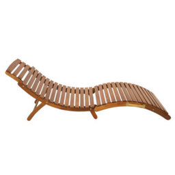 Charles Bentley Large Patio Folding Curved Reclining Fsc Wood Sun Lounger - thumbnail 4