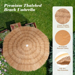 Costway Outdoor 190 Cm Hawaiian Patio Umbrella Thatch Folding Tilting Garden Parasol Sun Shade - thumbnail 6