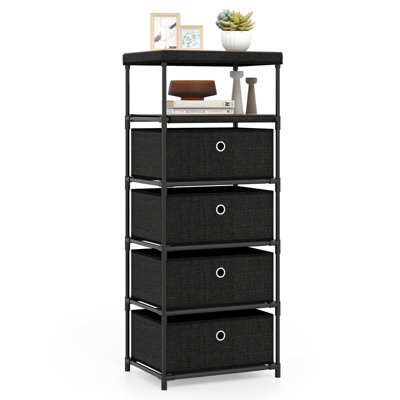Gainoom Fabric Black Storage Tower Industrial Organizer Unit With 4 Drawers - image 1