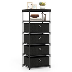 Gainoom Fabric Black Storage Tower Industrial Organizer Unit With 4 Drawers
