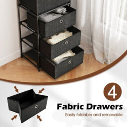 Gainoom Fabric Black Storage Tower Industrial Organizer Unit With 4 Drawers - thumbnail 6