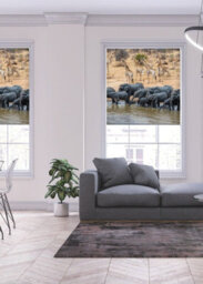 Lister Cartwright Blackout Roller Blind Elephant & Giraffe Water Hole Blind (120 Cm Width X 140 Cm Drop) - thumbnail 2