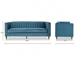 Home Detail Thomas Velvet Fabric 3 Seater Sofa, Blue - thumbnail 7