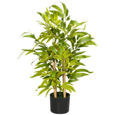 Artificial Bamboo Plant, 60Cm Tall - Realistic Trunk, Branches, Lichen, Leaves, Pot Included - image 1