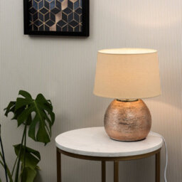 Valuelights Krista Modern Metallic Copper Effect Ceramic Table Lamp With Cream Shade - thumbnail 5
