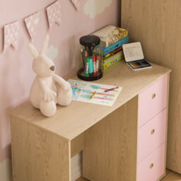 Lassic Junior Vida Neptune Pink & Oak 3 Drawer Desk Children Kids Furniture - thumbnail 4