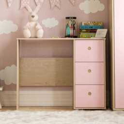 Lassic Junior Vida Neptune Pink & Oak 3 Drawer Desk Children Kids Furniture - thumbnail 3