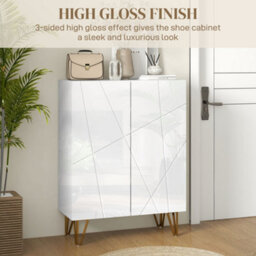 Homcom Shoe Storage Cabinet With Soft-Close Hinges And Adjust Shelves, White - thumbnail 6