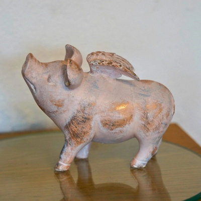 Flying Pig Resin Statue Farmyard Piglet Home Outdoor Ornament Decoration Piggy - image 1