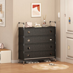 LADIDA Shoe Rack Storage Shelf With Cover Organising Small Space 80-140Cm Black 8205 - thumbnail 2