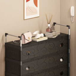 LADIDA Shoe Rack Storage Shelf With Cover Organising Small Space 80-140Cm Black 8205 - thumbnail 3