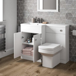Affine 1100mm Bathroom Vanity Unit Basin Square Toilet Combined Furniture L/hand White - thumbnail 3