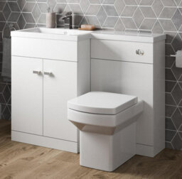 Affine 1100mm Bathroom Vanity Unit Basin Square Toilet Combined Furniture L/hand White - thumbnail 2