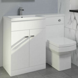 Aveli 1100mm Bathroom Vanity Unit Basin Square Toilet Combined Furniture L/hand White