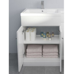 Affine 1100mm Bathroom Vanity Unit Basin Square Toilet Combined Furniture L/hand White - thumbnail 5