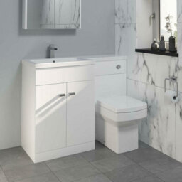 Affine 1100mm Bathroom Vanity Unit Basin Square Toilet Combined Furniture L/hand White - thumbnail 4