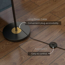Homcom Modern Floor Lamp With Glass Global Shade, 3 Light, For Living Room - thumbnail 6