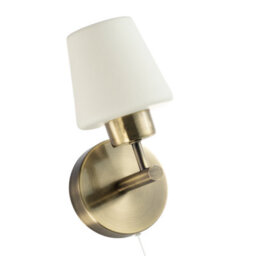 Happy Homewares Modern Antique Brass And Opal Glass Ip44 Rated Bathroom Wall Lighting Fixture - thumbnail 3