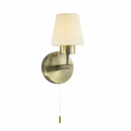 Happy Homewares Modern Antique Brass And Opal Glass Ip44 Rated Bathroom Wall Lighting Fixture - thumbnail 1