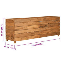Berkfield Durable Raised Bed 150X40X55 Cm Recycled Teak And Steel - thumbnail 8