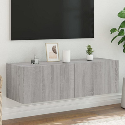 Berkfield Tv Wall Cabinet With Led Lights Grey Sonoma 100X35X31 Cm - image 1