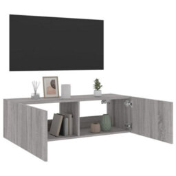 Berkfield Tv Wall Cabinet With Led Lights Grey Sonoma 100X35X31 Cm - thumbnail 8