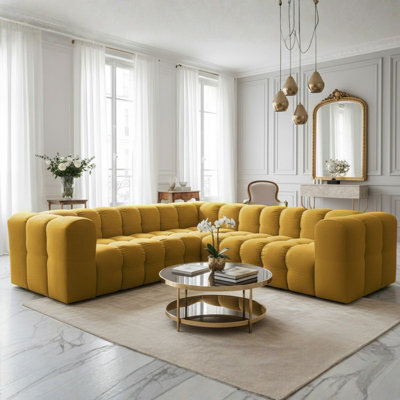 Baloo Corner S Modern Symmetrical Corner Sofa Mustard - image 1