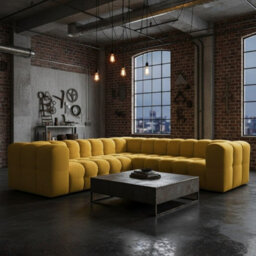 Baloo Corner S Modern Symmetrical Corner Sofa Mustard - thumbnail 2