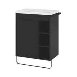 GoodHome Maza Black Freestanding Vanity Unit & Basin Set - Includes Towel Rail (W)650mm (H)820mm - thumbnail 5