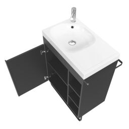 GoodHome Maza Black Freestanding Vanity Unit & Basin Set - Includes Towel Rail (W)650mm (H)820mm - thumbnail 6