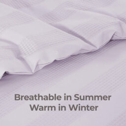 MHG Textiles Waffle Stripe Duvet Cover Set - Soft 200Tc Polycotton Blend, Hotel Quality Bedding - (King, Berries) - thumbnail 5