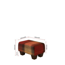 Claret Red Mahogany Wood Chunky Legs Tartan Fabric Small Footstool  Handmade Uk By Footstools Direct - thumbnail 2