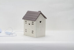 Ceramic House Table Lamp Cream Base With Brown Roof Soft Warm Light Energy Saving Energy Class A - thumbnail 3
