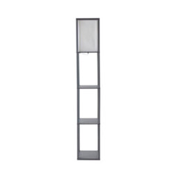 Valuelights Struttura Grey Shelving Unit Floor Lamp With Fabric Shade - thumbnail 7