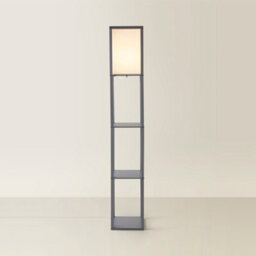 Valuelights Struttura Grey Shelving Unit Floor Lamp With Fabric Shade - thumbnail 3