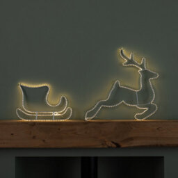 Samuel Alexander 42Cm Light Up Hanging Christmas Reindeer And Sleigh Silhouette With Warm White Leds - thumbnail 1