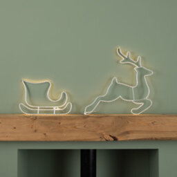 Samuel Alexander 42Cm Light Up Hanging Christmas Reindeer And Sleigh Silhouette With Warm White Leds - thumbnail 4