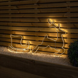 Samuel Alexander 42Cm Light Up Hanging Christmas Reindeer And Sleigh Silhouette With Warm White Leds - thumbnail 2
