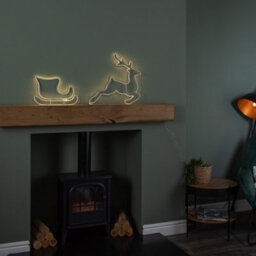 Samuel Alexander 42Cm Light Up Hanging Christmas Reindeer And Sleigh Silhouette With Warm White Leds - thumbnail 3