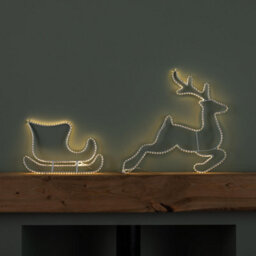 Samuel Alexander 42Cm Light Up Hanging Christmas Reindeer And Sleigh Silhouette With Warm White Leds - thumbnail 9