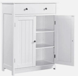 Bathroom Floor Cabinet W1 Drawer 2 Doors, Free Standing Storage Cabinet, White - thumbnail 5