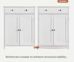 Bathroom Floor Cabinet W1 Drawer 2 Doors, Free Standing Storage Cabinet, White - thumbnail 8
