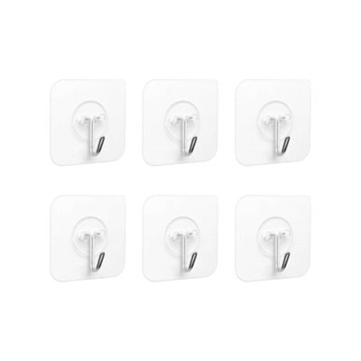 Adhesive Hooks, 6 Pieces Transparent Self, For Hanging In Bathroom, Kitchen, Wall, Door, Towel Rack - image 1