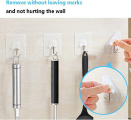 Adhesive Hooks, 6 Pieces Transparent Self, For Hanging In Bathroom, Kitchen, Wall, Door, Towel Rack - thumbnail 4