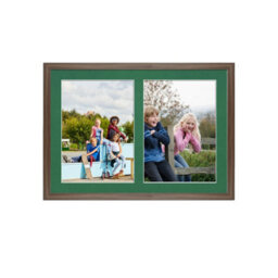 AK Frames 20X14 Walnut Sleek Multi Photo Frame With Emerald Mount - Holds 2 Apertures (2X) A4 Photos