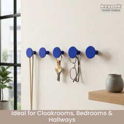 Keypak 5 Pack Flat Disc Aluminium Coat Hooks - Blue - Modern, Durable Wall Mounted Hooks For Home, Garage - thumbnail 5