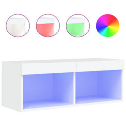 Berkfield Tv Cabinet With Led Lights White 80X30X30 Cm - thumbnail 2