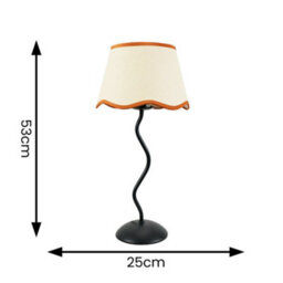 Valuelights Wiggle Black Metal Stem Table Lamp With Linen Scallop Rust Trim Tapered Lamp Shade And Led Bulb - thumbnail 6
