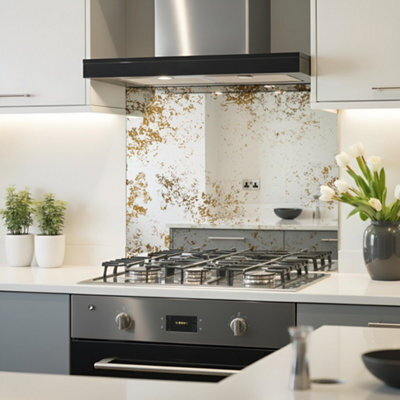 DIY Splashbacks Rusted Iron Antique Mirror Splashback 60Cm X 60Cm (Toughened Glass) - image 1