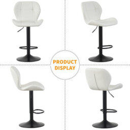 MCC Direct Set Of 2 Height Adjustable Kitchen Bar Stool Breakfast Chairs With Footrest Cream - Stella - thumbnail 4